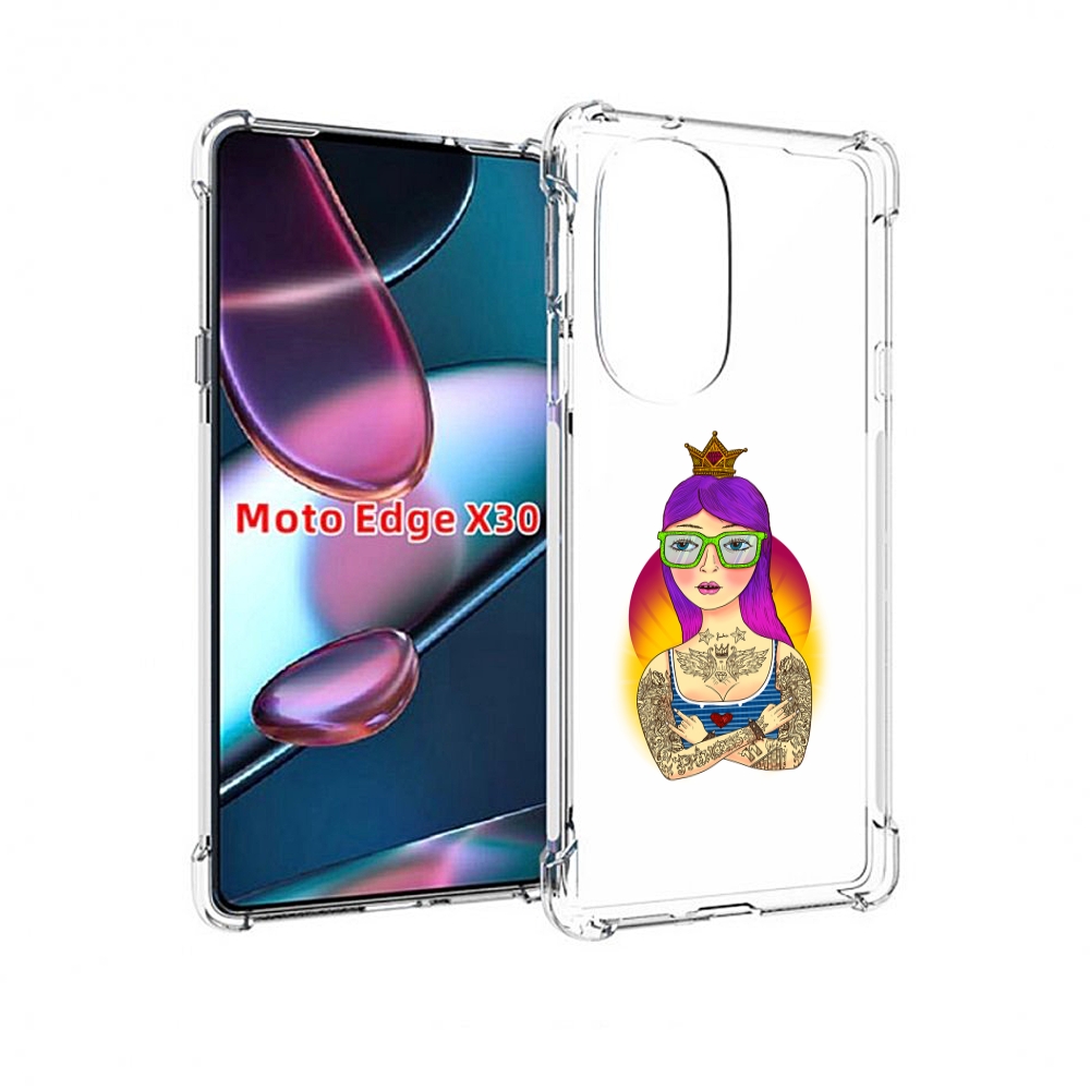 

Чехол MyPads девушка в татуировках с короной для Motorola Moto Edge X30, Прозрачный, Tocco