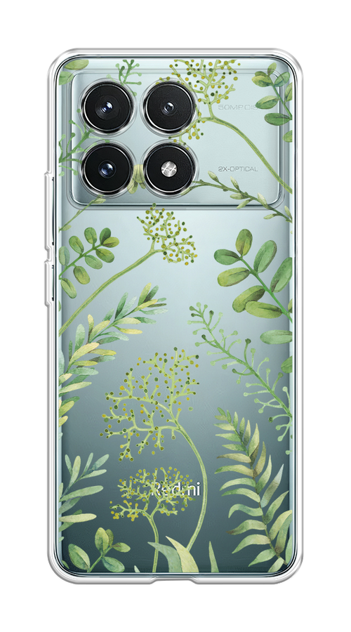 

Чехол на Xiaomi Redmi K70 Pro 5G/K70 5G "Green Leaves", Зеленый;прозрачный, 320750-1