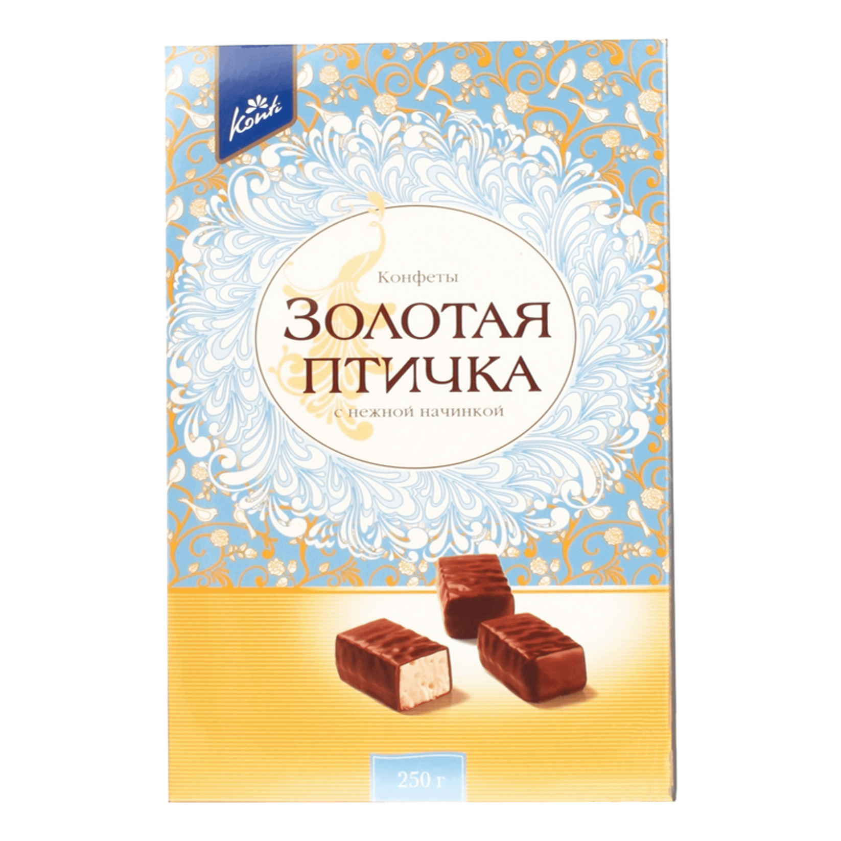 

Конфеты суфле Konti Золотая птичка конфеты сливочно-ванильные +-500 г