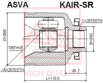 

ШРУС внутренний правый 25x42x28