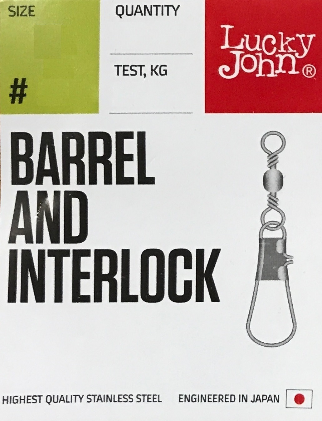 

Вертлюги c застеж. BARREL AND INTERLOCK Black 016, 9 кг., 10шт., Черный, BARREL AND INTERLOCK