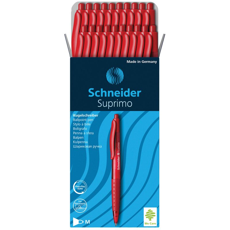 

Набор из 20 шт. Ручка шариковая автоматическая Schneider Suprimo красная, 1,0 мм