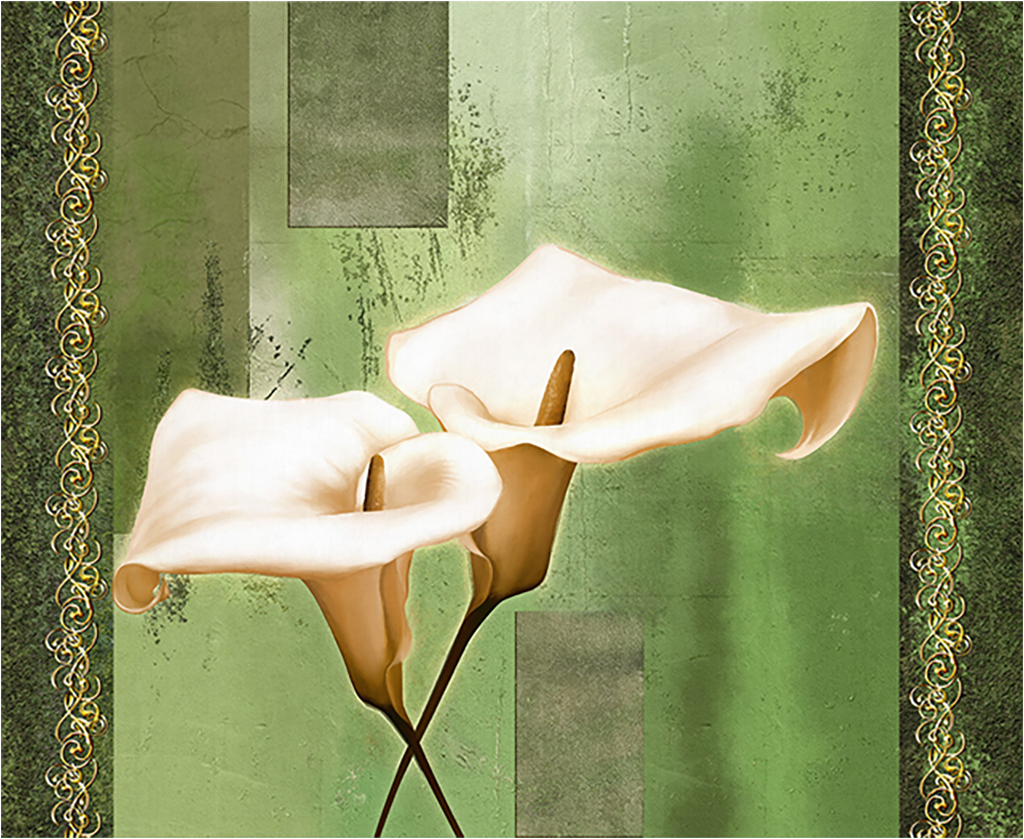 

Картина на холсте с подрамником ХитАрт Белые каллы на фисташковом фоне 80x65 см, 4711