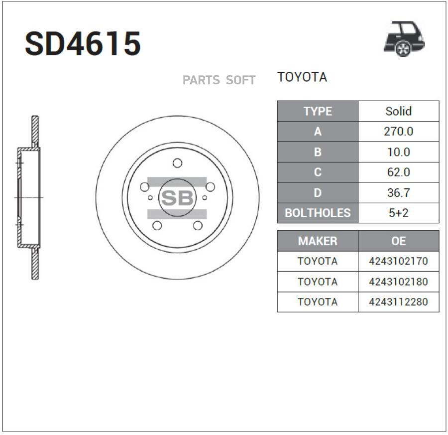 

Диск тормозной Sangsin brake SD4615, SD4615