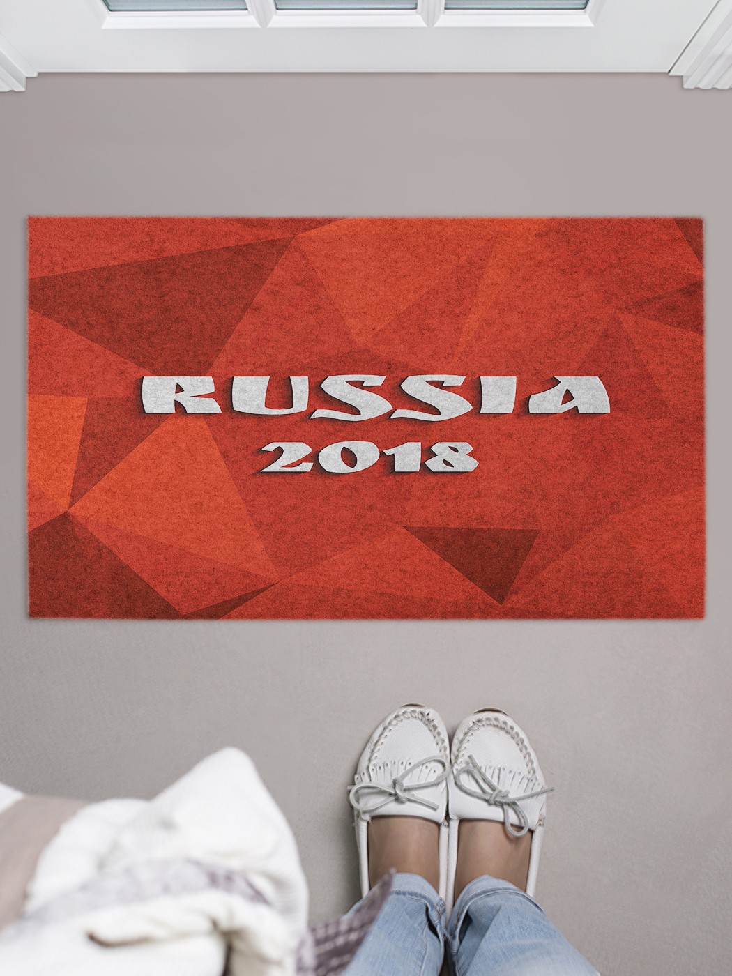 фото Придверный коврик joyarty "россия 2018" для обуви 75x45 см