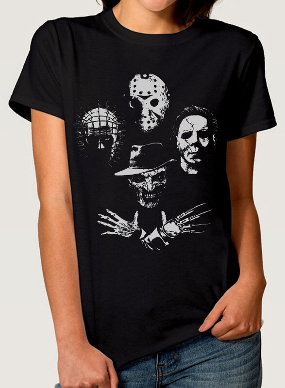 

Футболка женская Dream Shirts Хоррор Злодеи черная S, Хоррор Злодеи
