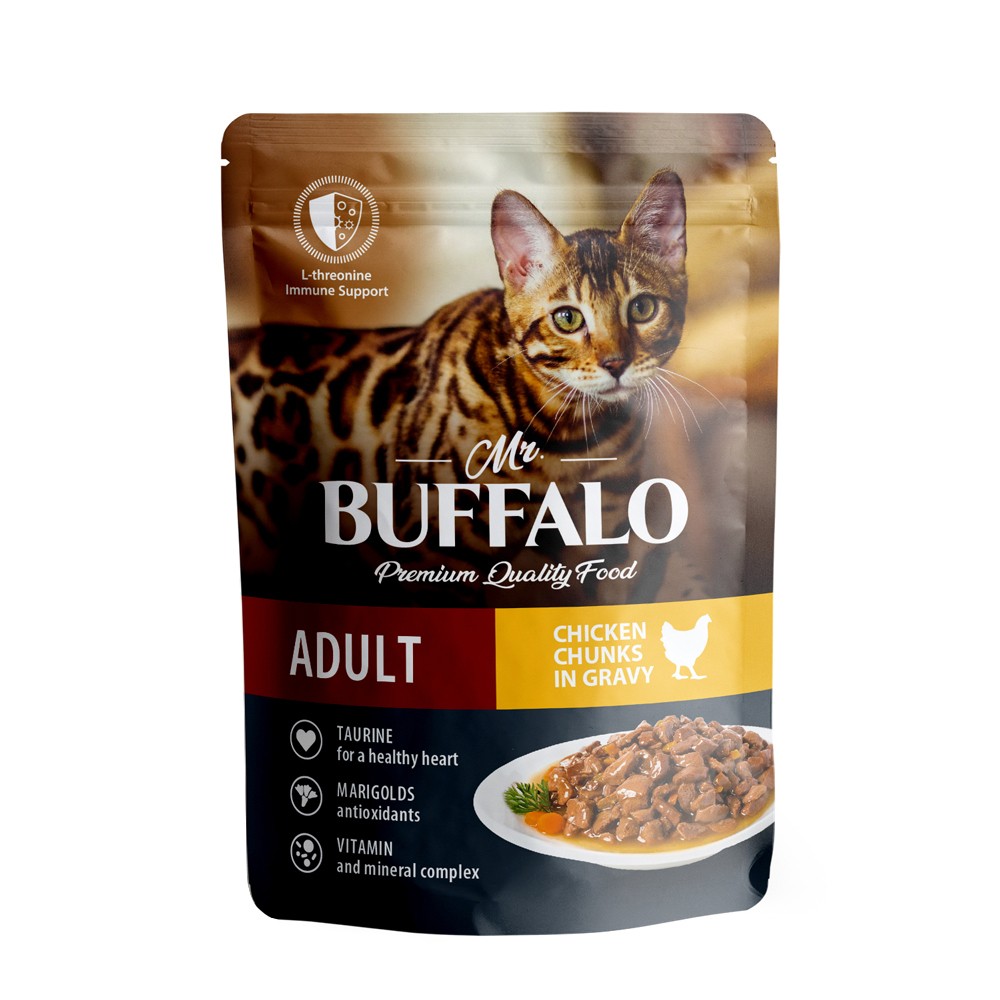 Влажный корм для кошек Mr.BUFFALO цыпленок в соусе, 85г