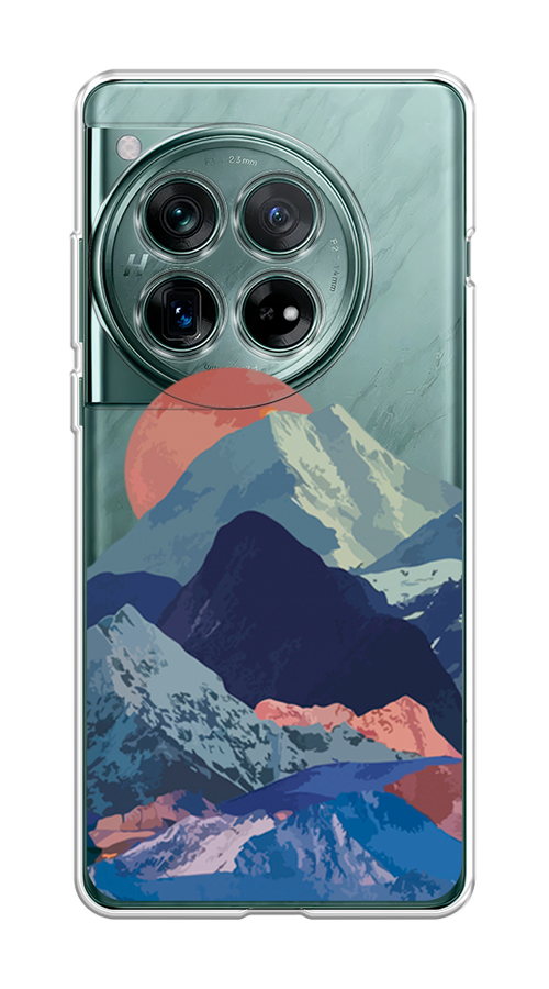 

Чехол на OnePlus 12 "Закат в снежных горах", Бордовый;серый;голубой, 154450-1