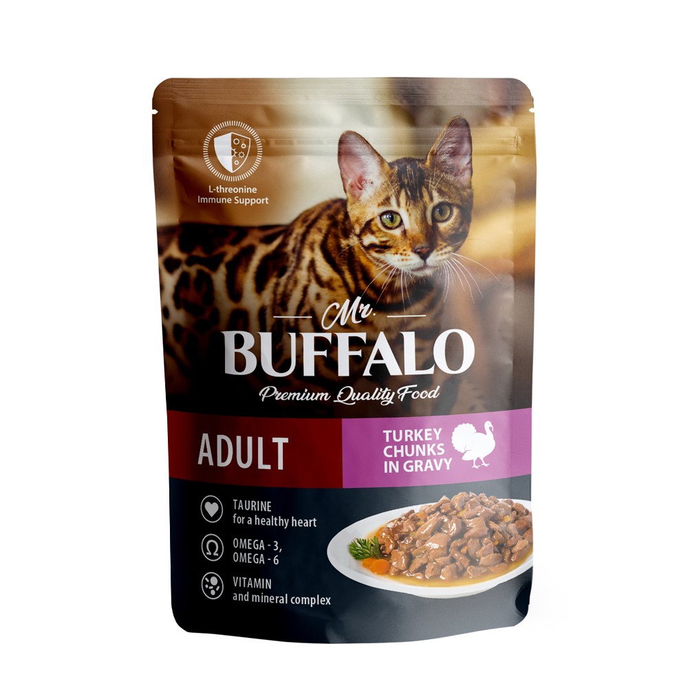 Влажный корм для кошек Mr.BUFFALO Sensitive индейка в соусе, 85г