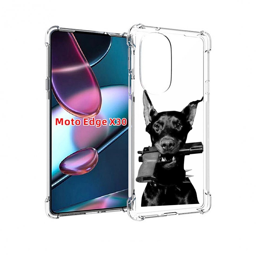 

Чехол MyPads доберман с пистолетом для Motorola Moto Edge X30, Прозрачный, Tocco