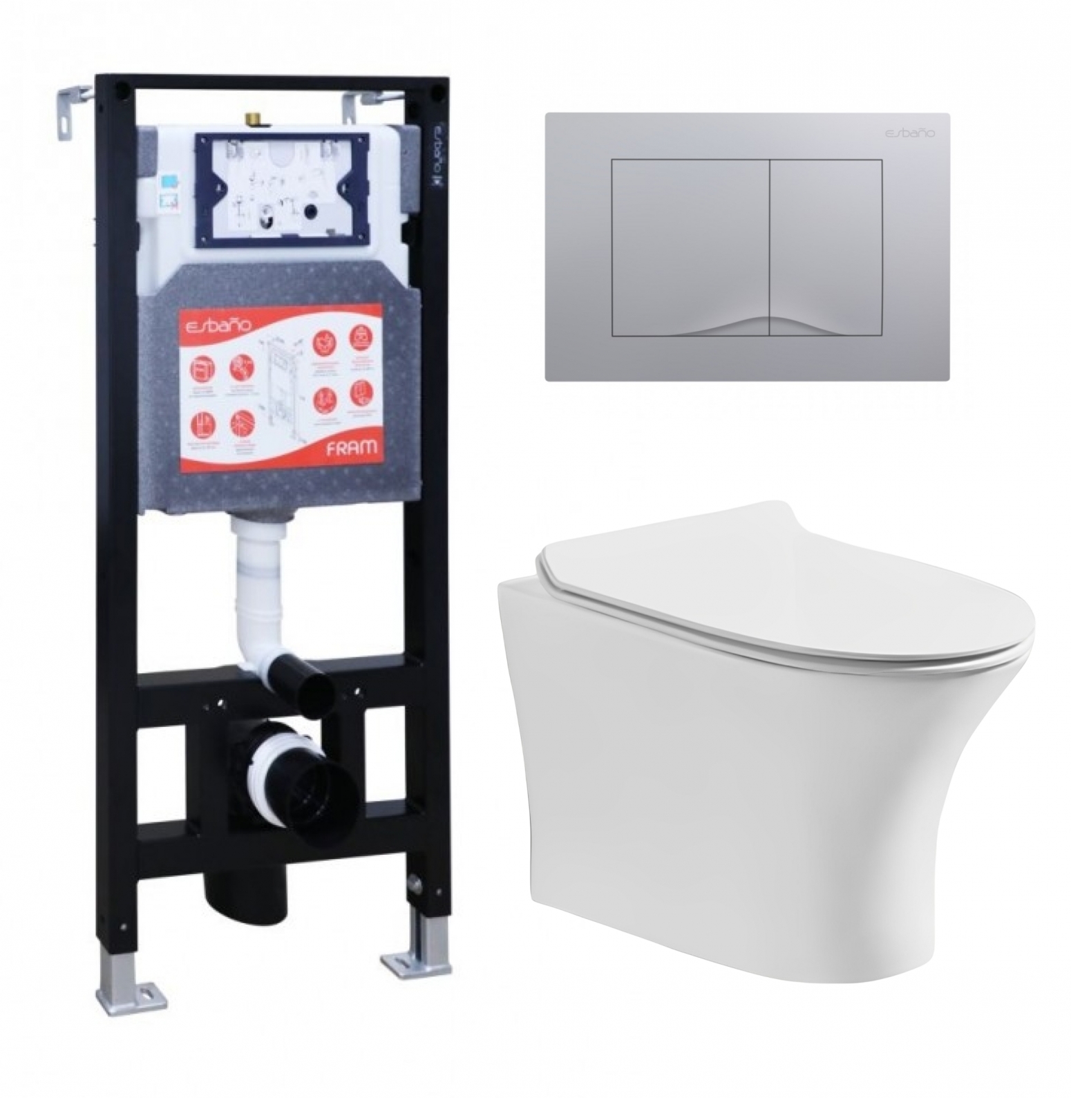 

Комплект инсталляция ESBANO FRAM + унитаз Cerutti Bernina aria + кнопка хром матовая