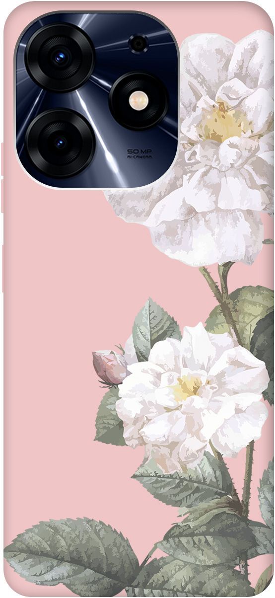

Чехол на Tecno Spark 10 Pro "White Rose" розовый, Розовый;черный, 159577