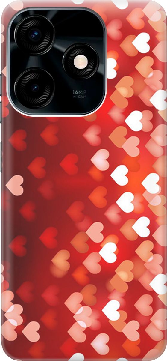 

Чехол на Tecno Spark 10C "Бокэ из красных сердечек", Красный, 159579
