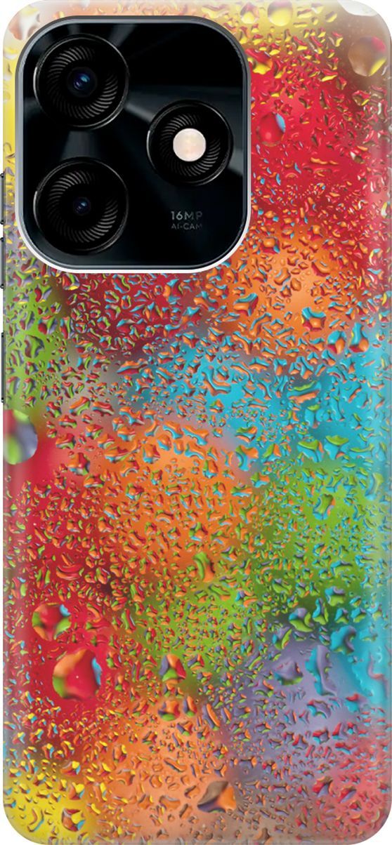 

Чехол на Tecno Spark 10C "Капли и разноцветные шары", Голубой;зеленый, 159578