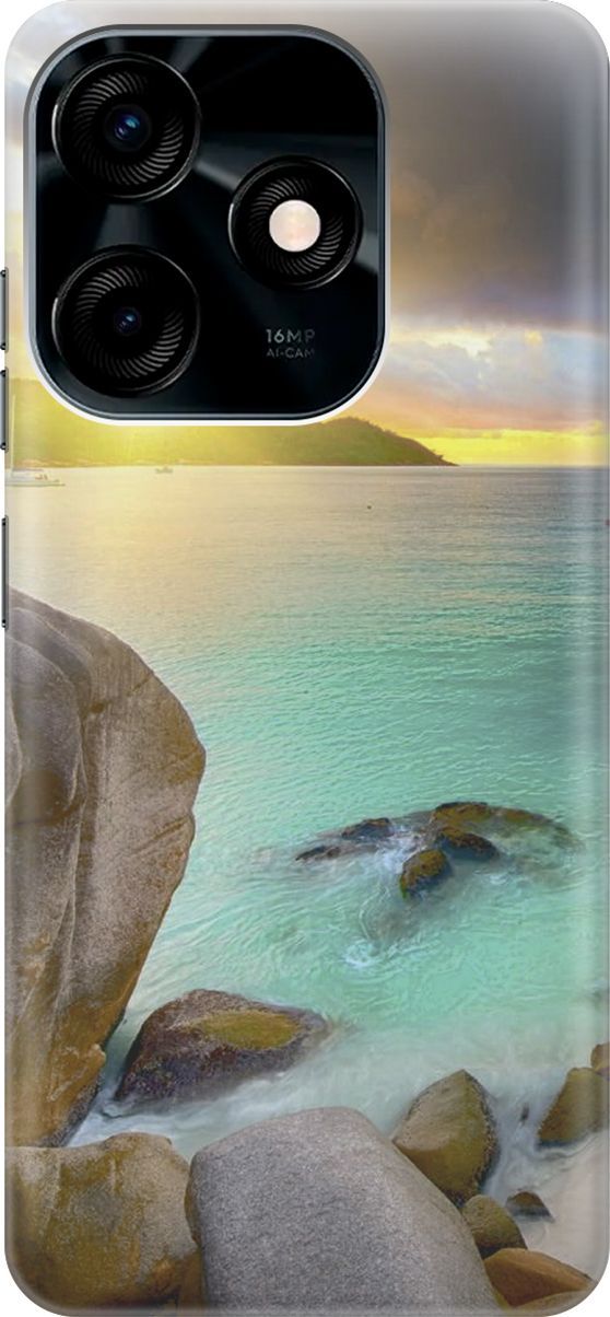 

Чехол на Tecno Spark 10C "Закат на каменистом берегу", Бирюзовый;желтый, 159581