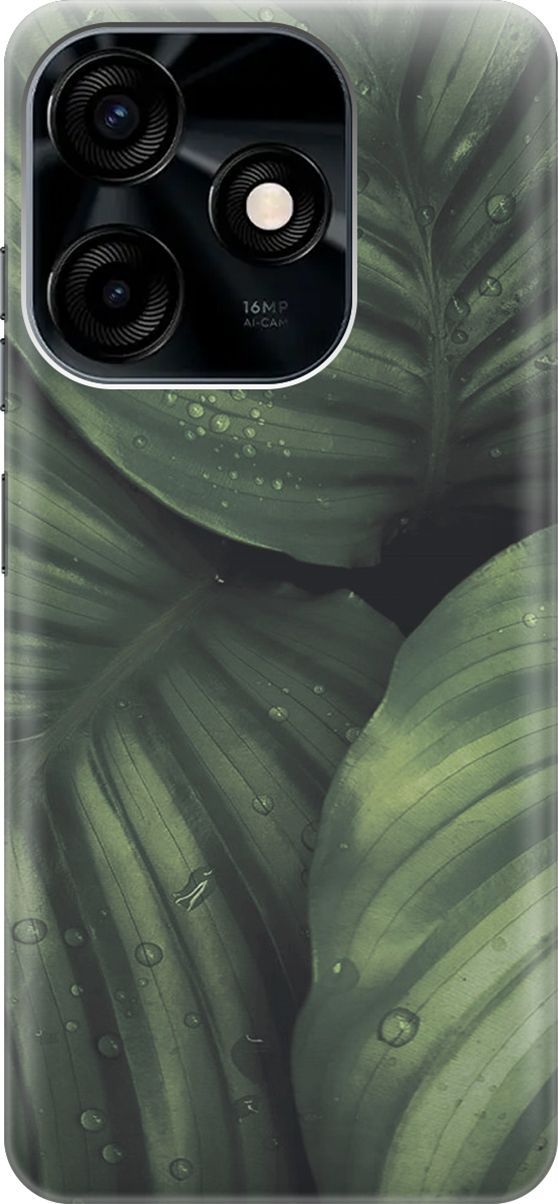 

Чехол на Tecno Spark 10C "Капли на листьях калатеи", Зеленый;серый, 159582