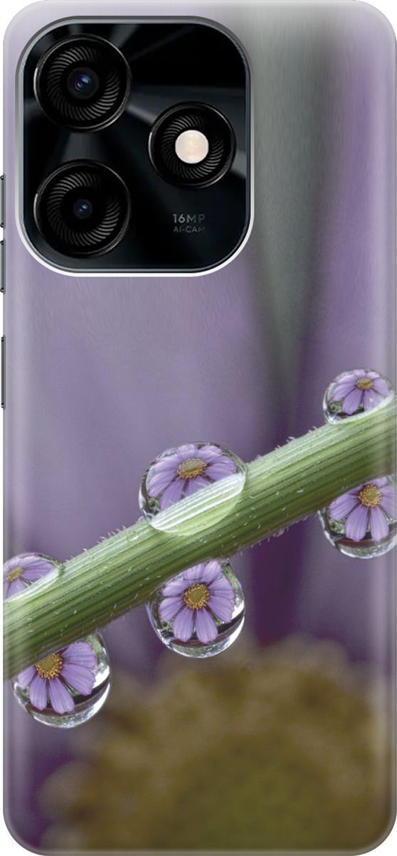 

Чехол на Tecno Spark 10C "Сиреневые цветы в каплях", Зеленый;фиолетовый, 159585