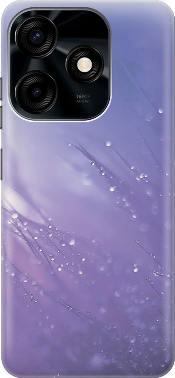 

Чехол на Tecno Spark 10C "Капли на синей траве", Белый;синий, 159585