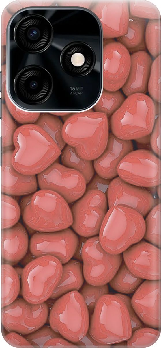 

Чехол на Tecno Spark 10C "Красные сердечки", Красный, 159579