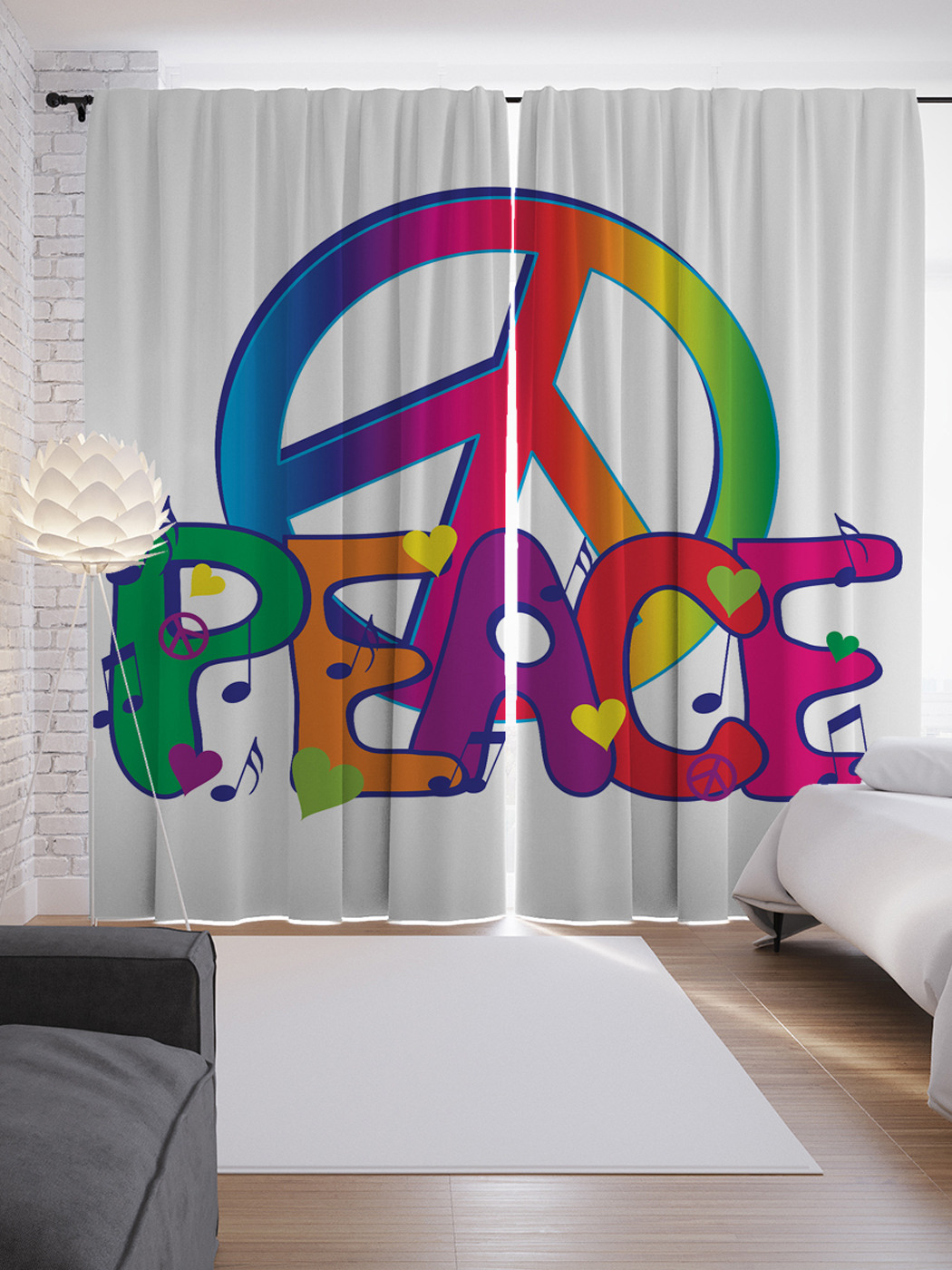 

Шторы JoyArty с фотопечатью "Мирная фантазия" из сатена, 290х265 см, Мирная фантазия