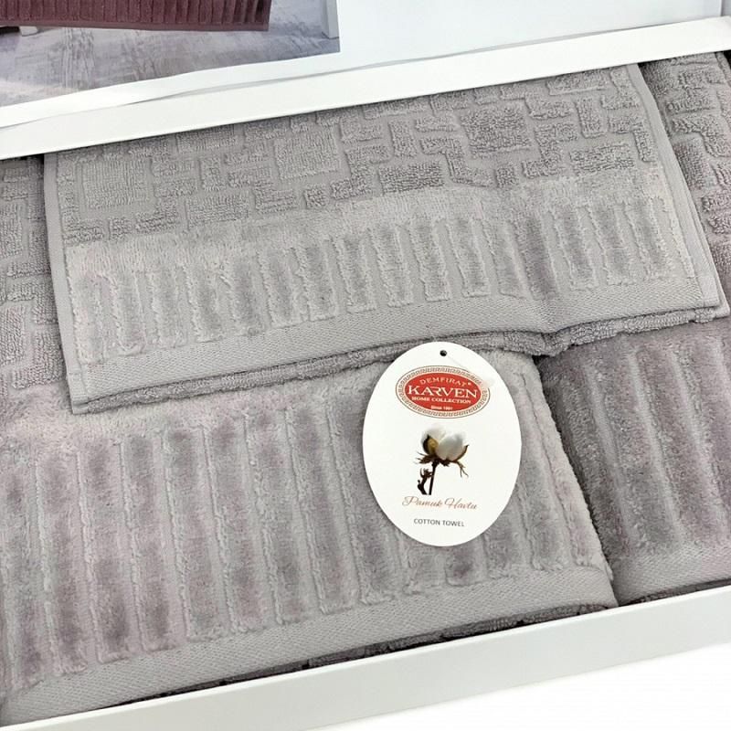 Набор полотенец в коробке KARVEN PIANO V5 серый 30х50 (1шт), 50х90 (1шт), 70х140 (1шт)
