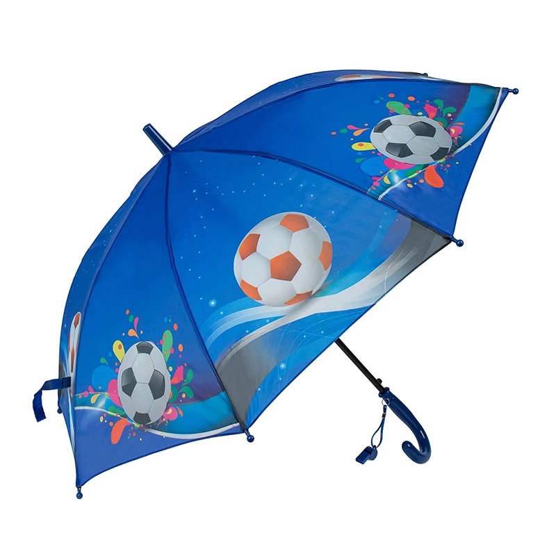 фото Зонт детский rain lucky для мальчиков футбольный мяч со свистком, синий baziator