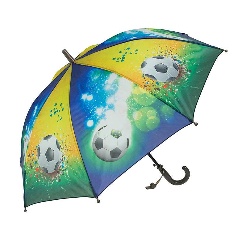 фото Зонт детский rain lucky для мальчиков футбольный мяч со свистком, зелено-желтый baziator