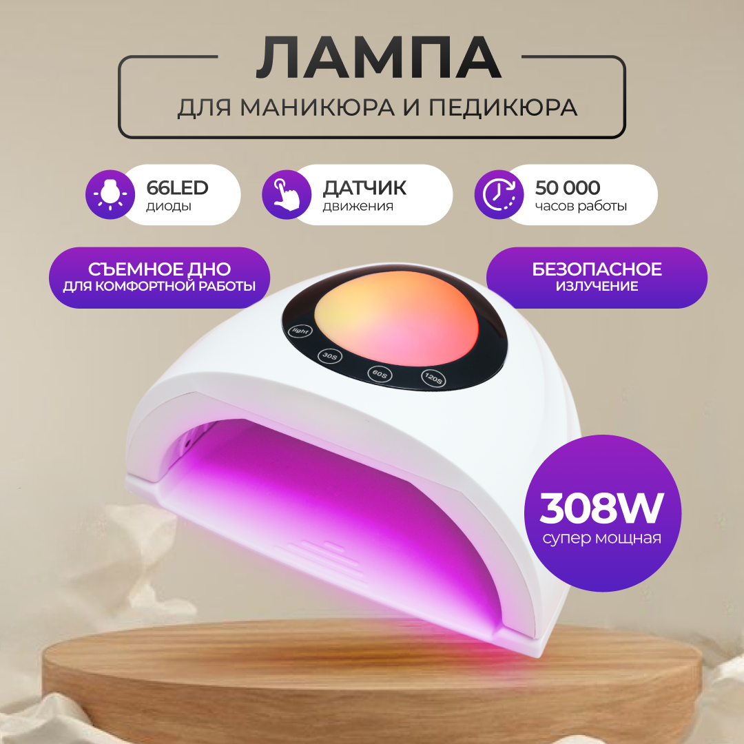 Лампа для маникюра и педикюра HomDoctor MQ-110 белая компактная ультрафиолетовая