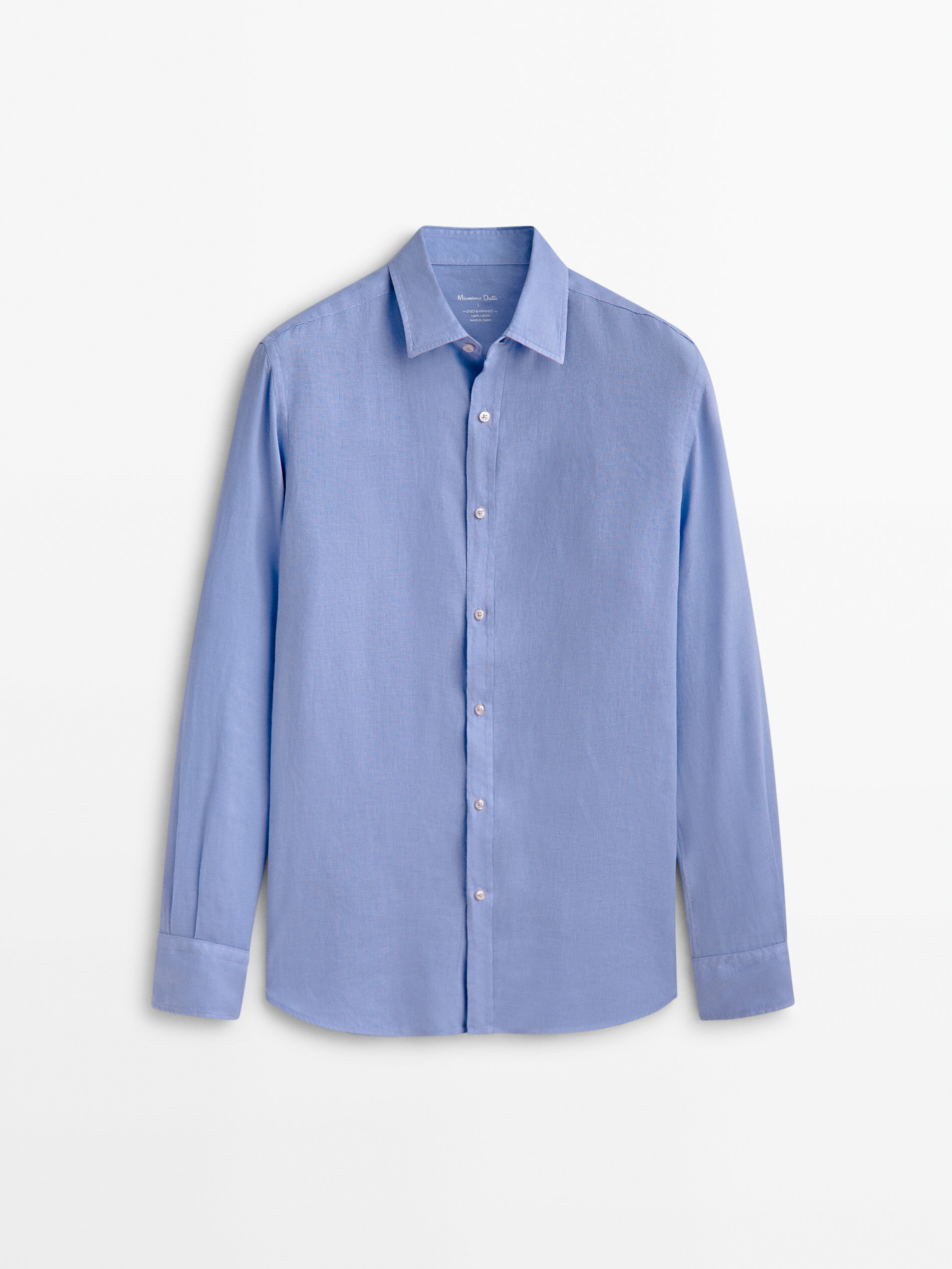Рубашка мужская Massimo Dutti 13043042 синяя M (доставка из-за рубежа)