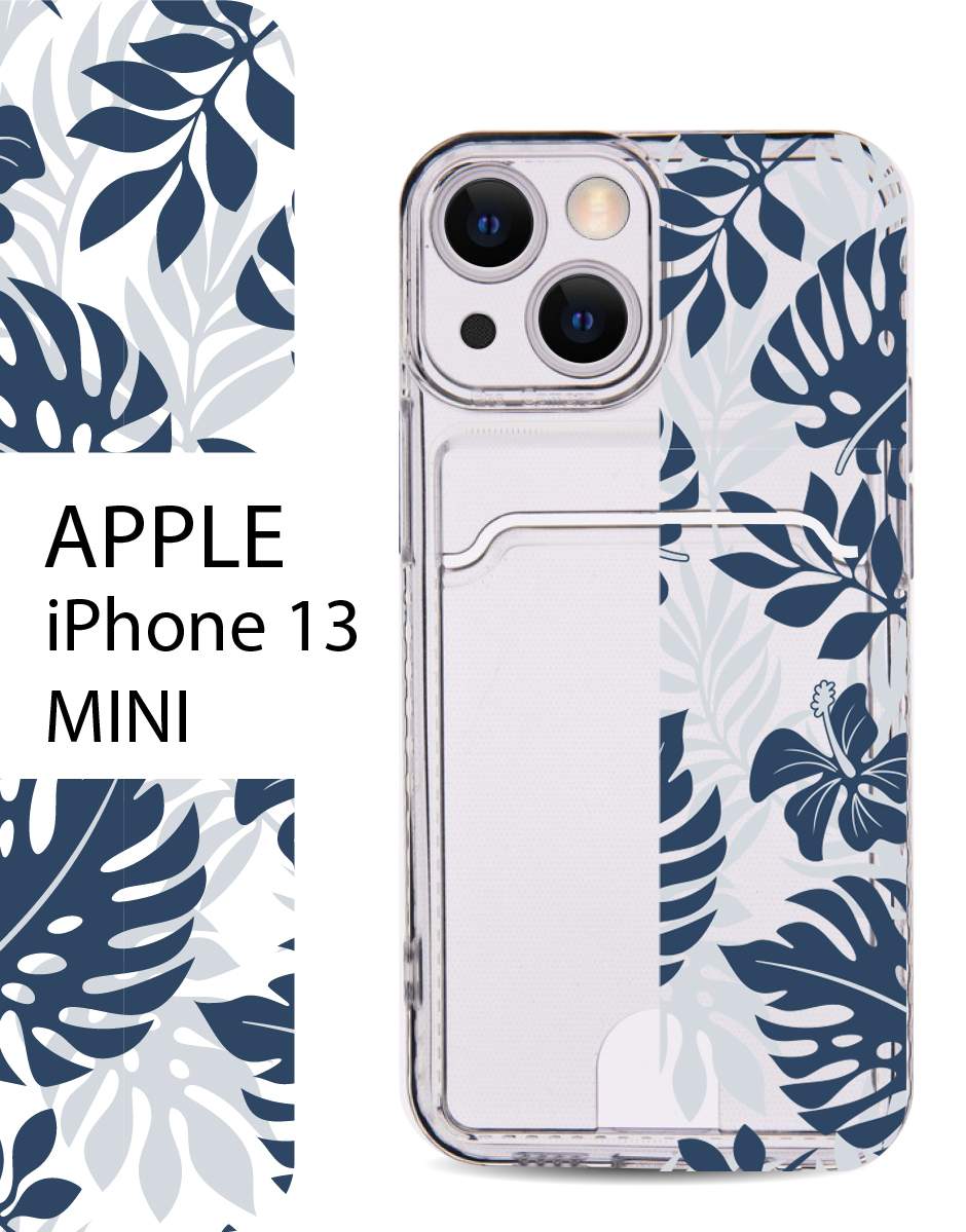 

Чехол на Apple iPhone 13 Mini с карманом для банковской карты и принтом, Зеленый;черный, Apple iPhone 13 Mini