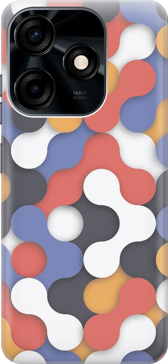

Чехол на Tecno Spark 10C "Разноцветный детальки", Белый;красный, 159582