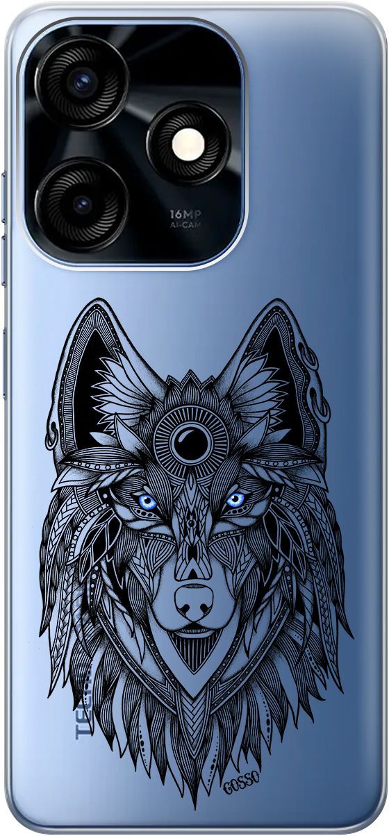 

Чехол на Tecno Spark 10C с 3D принтом "Grand Wolf" прозрачный, Прозрачный;голубой, 159586