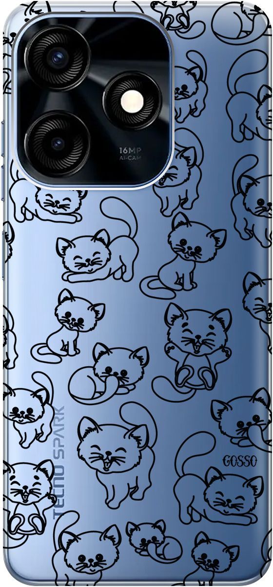 

Чехол на Tecno Spark 10C с 3D принтом "Cute Kitties" прозрачный, Прозрачный;черный, 159586