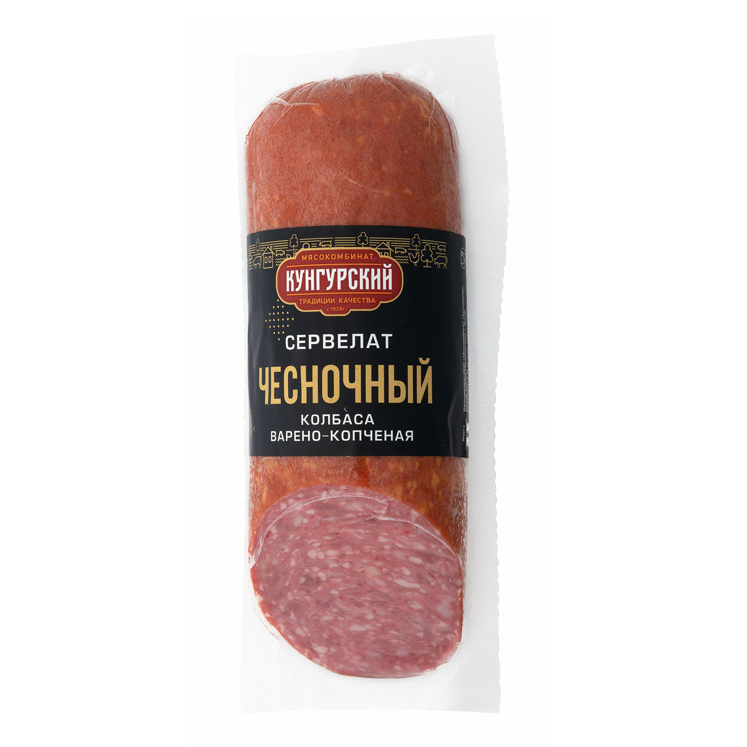

Колбаса Мясокомбинат Кунгурский Сервелат Чесночный варено-копченая 380 г