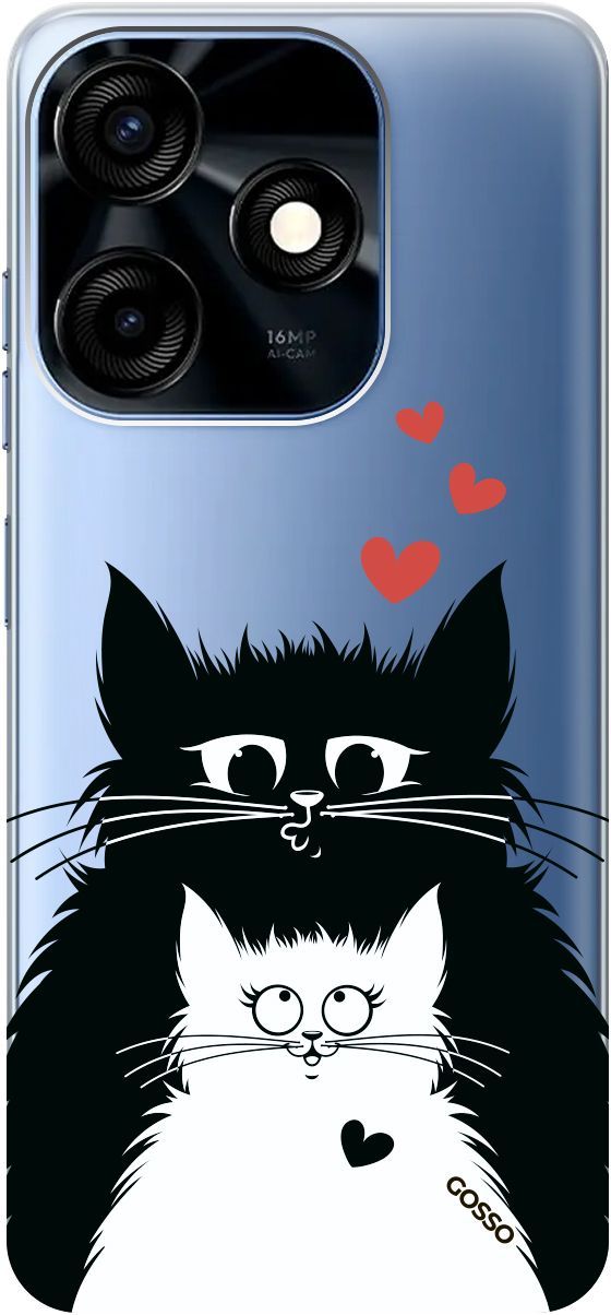 

Чехол на Tecno Spark 10C с 3D принтом "Cats in Love" прозрачный, Прозрачный;белый, 159586