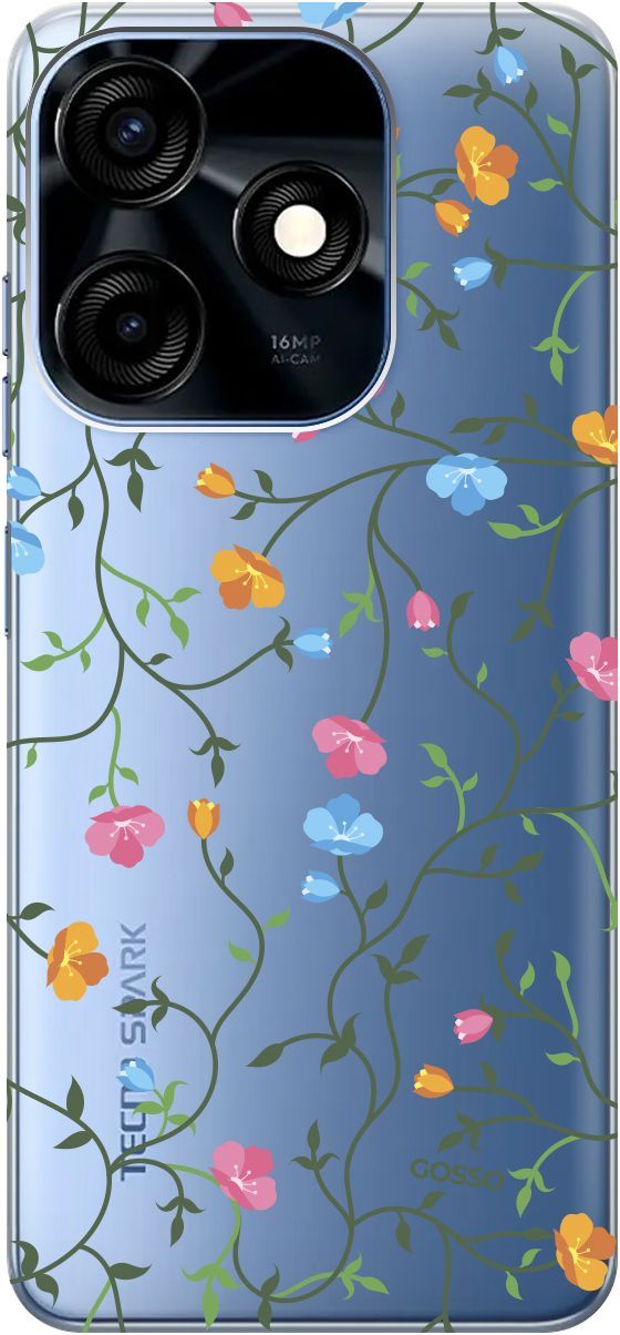 

Чехол на Tecno Spark 10C с 3D принтом "Сurly Flowers" прозрачный, Прозрачный;голубой, 159586