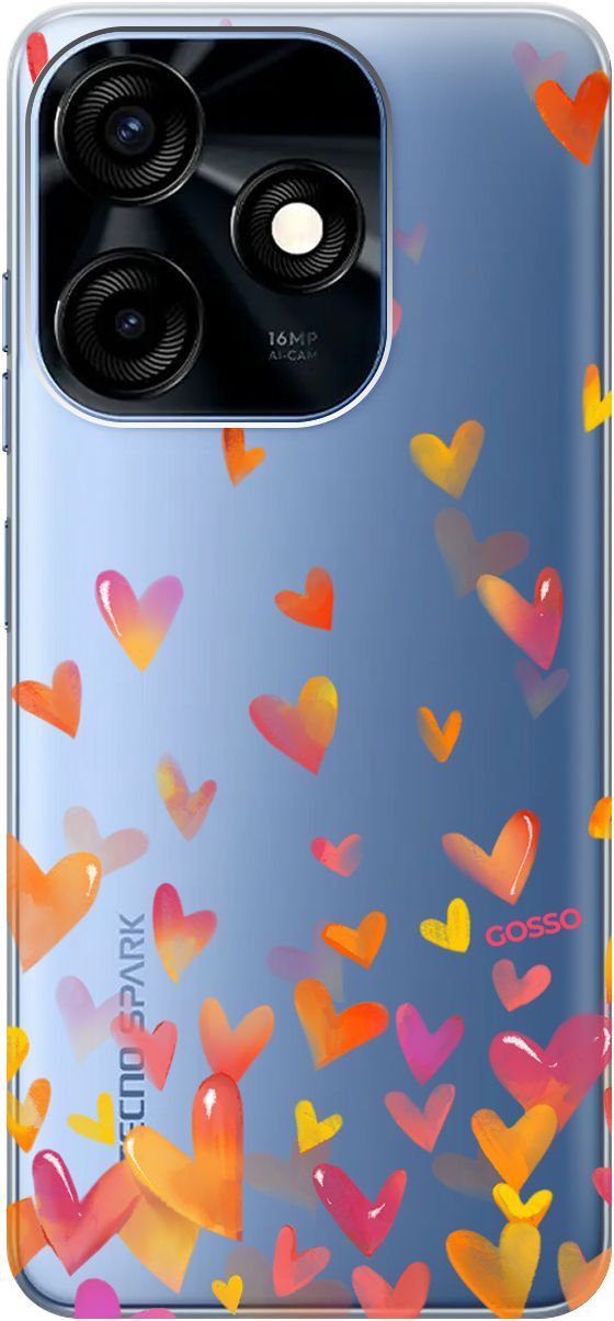 

Чехол на Tecno Spark 10C с 3D принтом "Flying Hearts" прозрачный, Прозрачный;желтый, 159586