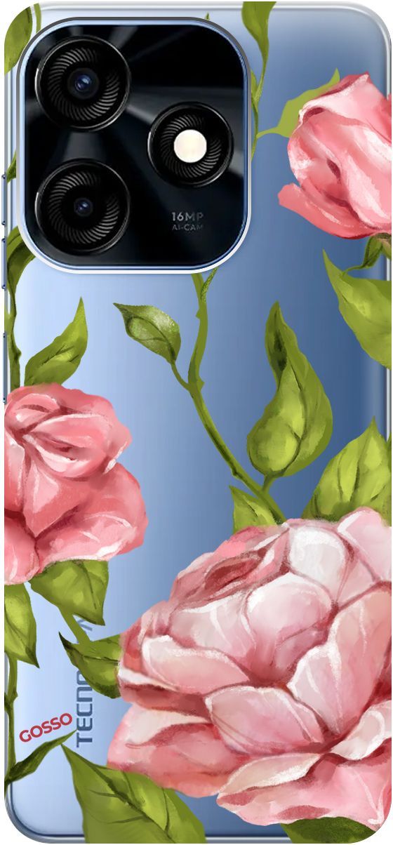 

Чехол на Tecno Spark 10C с 3D принтом "Amazing Roses" прозрачный, Прозрачный;белый, 159586