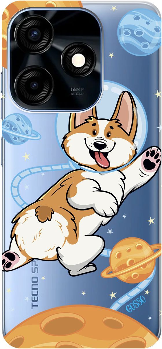 

Чехол на Tecno Spark 10C с 3D принтом "CosmoCorgi" прозрачный, Прозрачный;коричневый, 159586