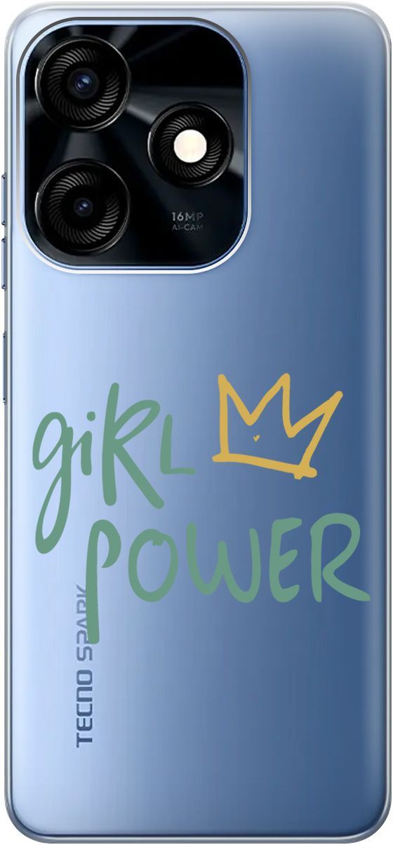 

Чехол на Tecno Spark 10C с 3D принтом "Girl Power!" прозрачный, Прозрачный;зеленый, 159586