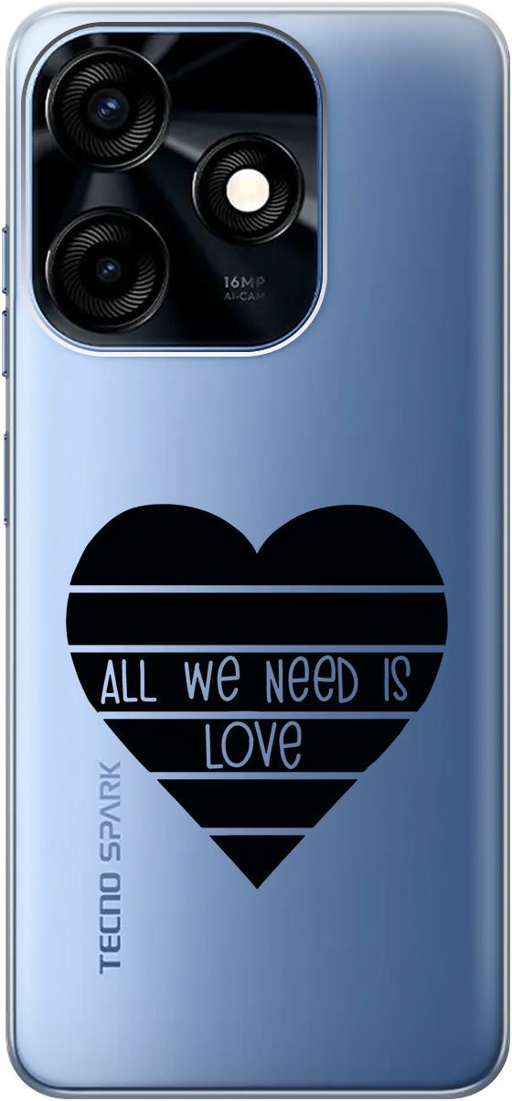 

Чехол на Tecno Spark 10C с 3D принтом "All We Need is Love" прозрачный, Прозрачный;черный, 159587