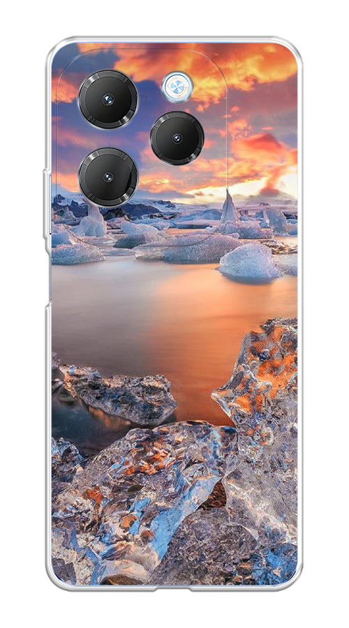 

Чехол на Infinix HOT 40 "Ледники", Синий;оранжевый, 3105250-1