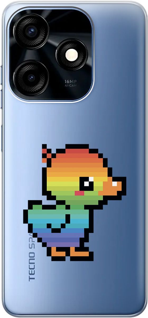 

Чехол на Tecno Spark 10C с 3D принтом "Pixel Duck" прозрачный, Прозрачный;желтый, 159587