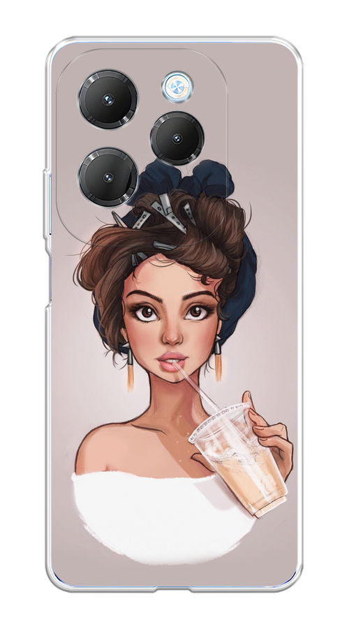 

Чехол на Infinix HOT 40 "Девушка с фраппе", Серый, 3105250-1