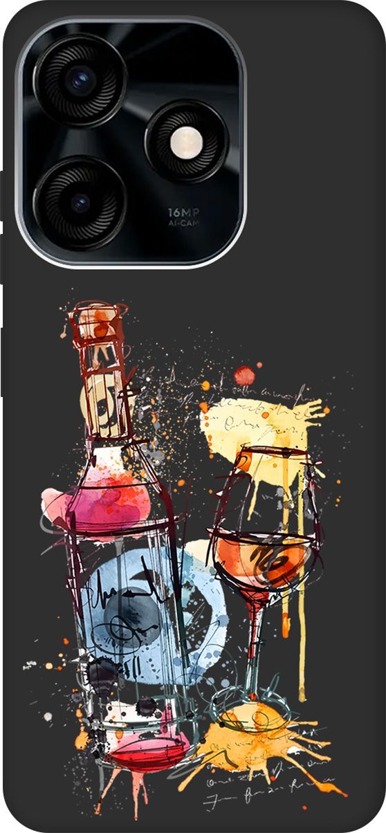 

Чехол на Tecno Spark 10C с 3D принтом "Aquarelle Wine" черный, Черный;голубой, 159588