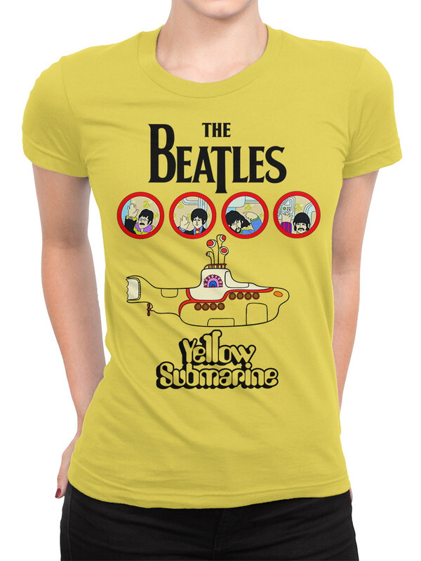 

Футболка женская Dream Shirts The Beatles - Yellow Submarine желтая M, Желтый, The Beatles - Yellow Submarine