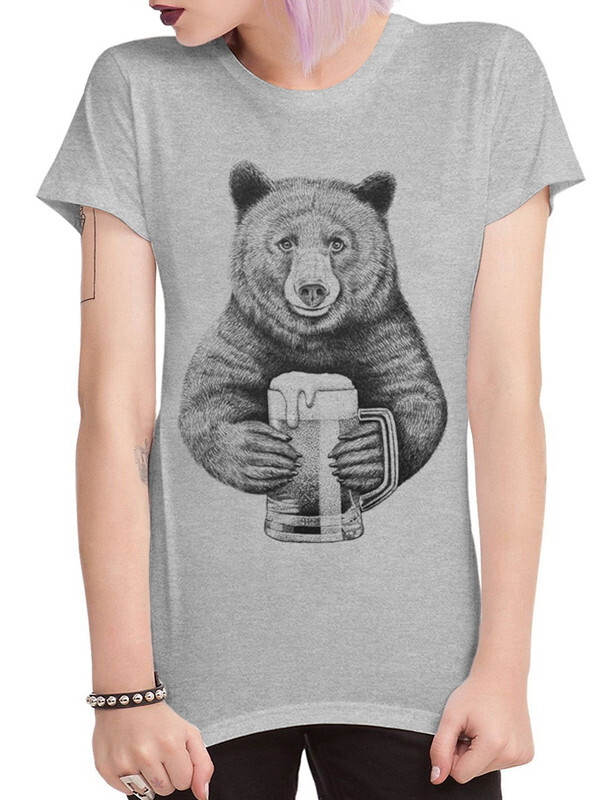 

Футболка женская Dream Shirts Bear-Beer серая XS, Bear-Beer