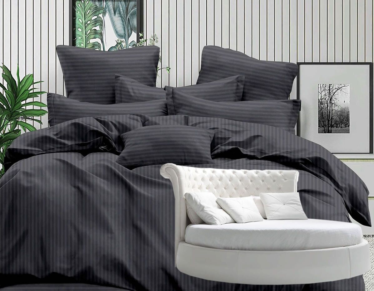 

Простыня Maktex круглая из страйп-сатина на резинке 210x210x40 Углерод 1х1, круглая из страйп-сатина на резинке 210 х 210 х 40