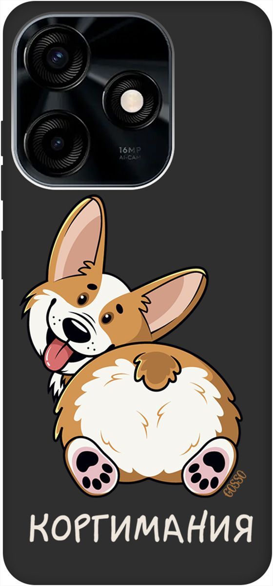 

Чехол на Tecno Spark 10C с 3D принтом "CorgiMania" черный, Черный;бежевый, 159588