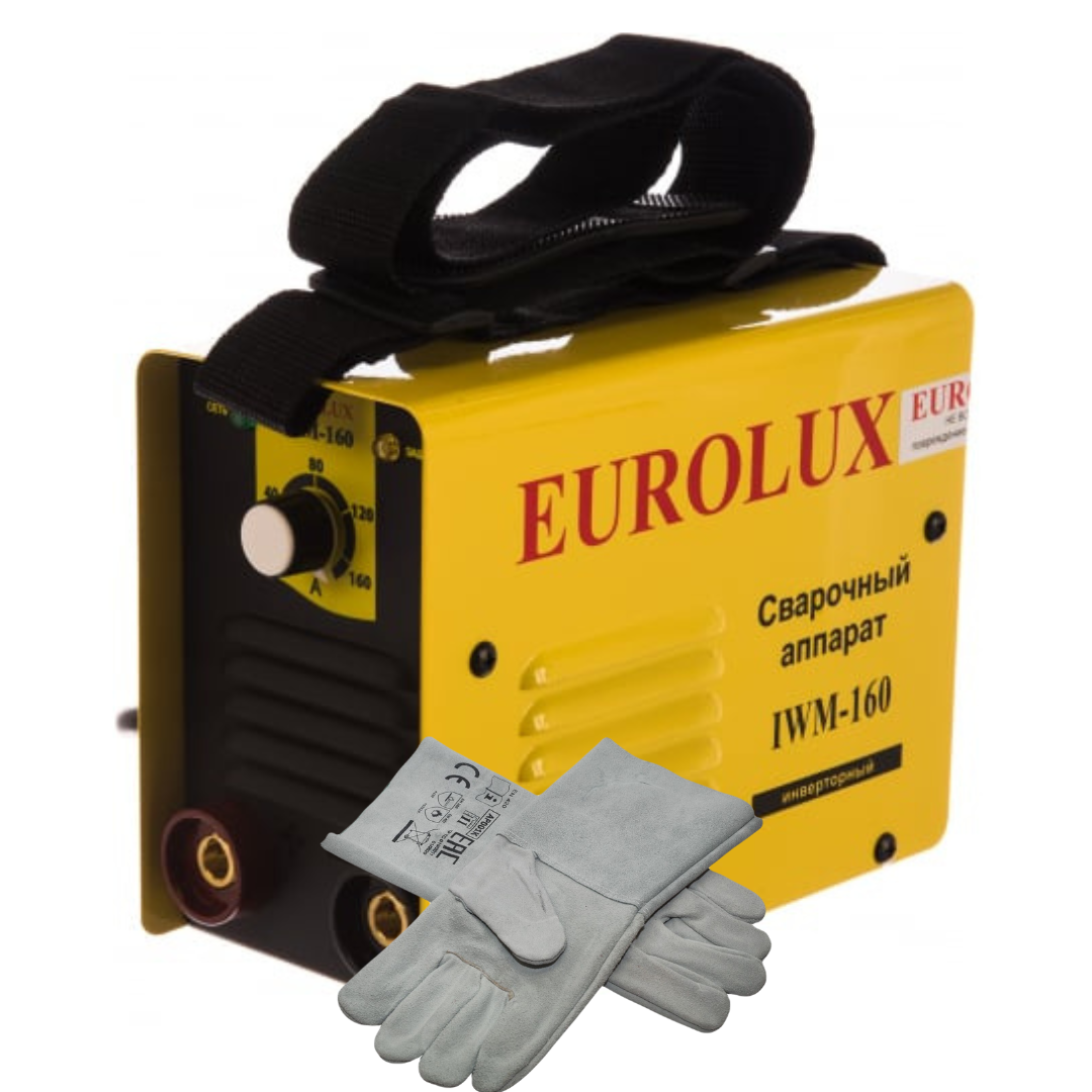 Аппарат сварочный инверторный Eurolux  IWM160 + профессиональные спилковые краги